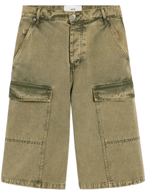 AMI Paris wide-leg Bermuda shorts Green E25HSO406DE0064