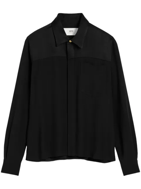 AMI Paris long-sleeved contrasted shirt Black E25FSH020AC0014