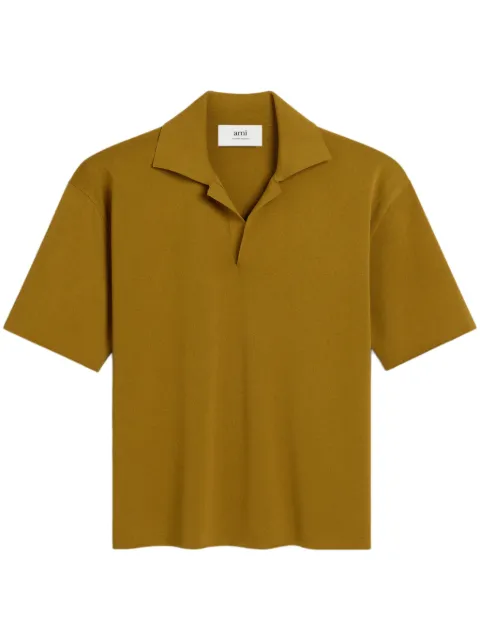 AMI Paris fine-knit polo shirt Neutrals E25UPL164KN0064