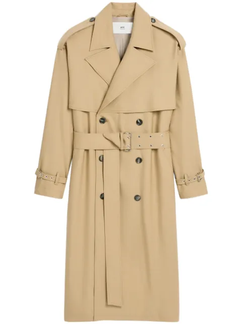 AMI Paris virgin wool trench coat Neutrals E25HJK604WV0067
