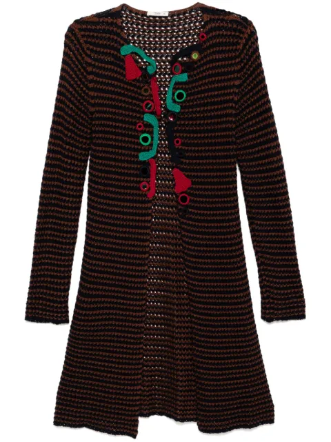 Prada Pre-Owned Spring 2005 Crochet Embellished Cardigan Coat Brown CSCR8312