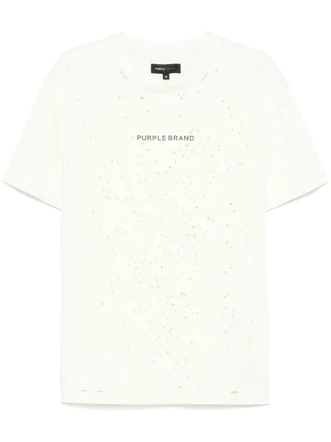 Purple Brand ripped T-shirt White P117HFGT125