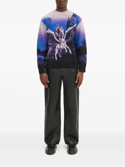 Aries pegasus-print crew-neck sweater Purple AR2004002