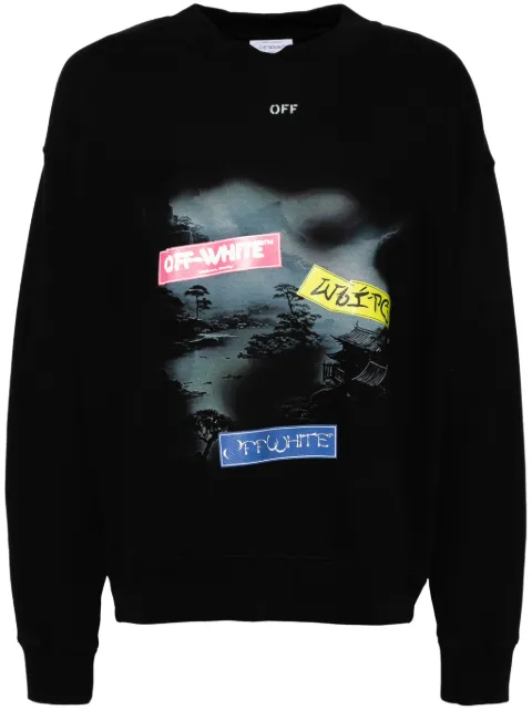 Off-White type sticker skate sweatshirt Black OMBA054F24FLE008