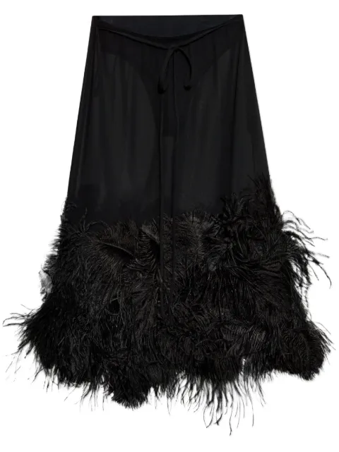 The Attico feather-trim midi skirt Black 250WCS00264PAA085RA