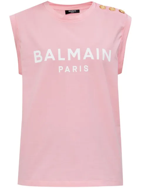 Balmain logo-print tank top Pink CF1ED001BB02