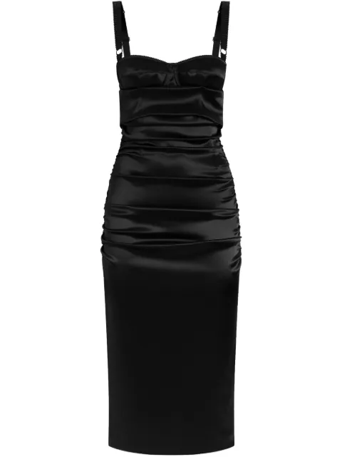 Dolce & Gabbana ruched satin midi dress Black F6TUZTFURAD