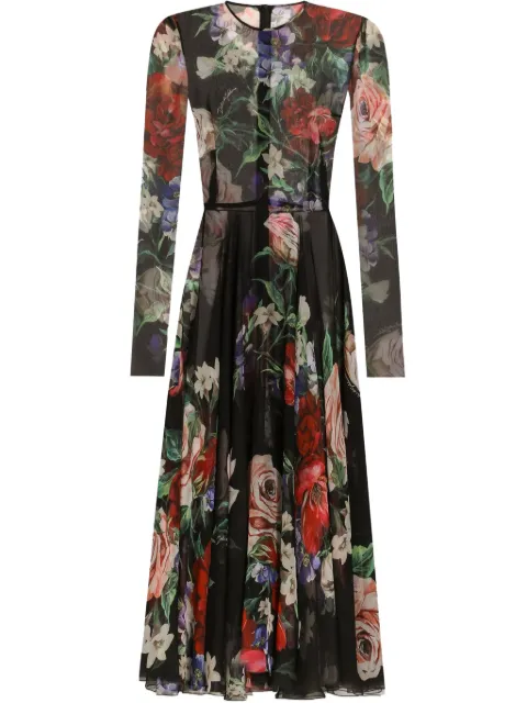 Dolce & Gabbana floral-print midi dress Black F6TUHTIS1Y7