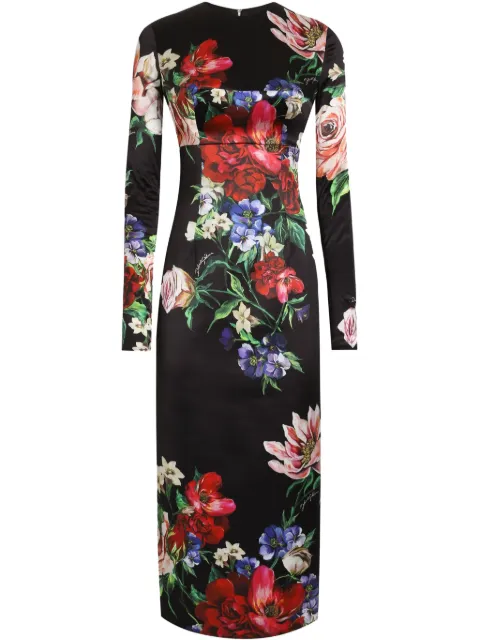 Dolce & Gabbana floral-print midi dress Black F6TRQTFSIB5