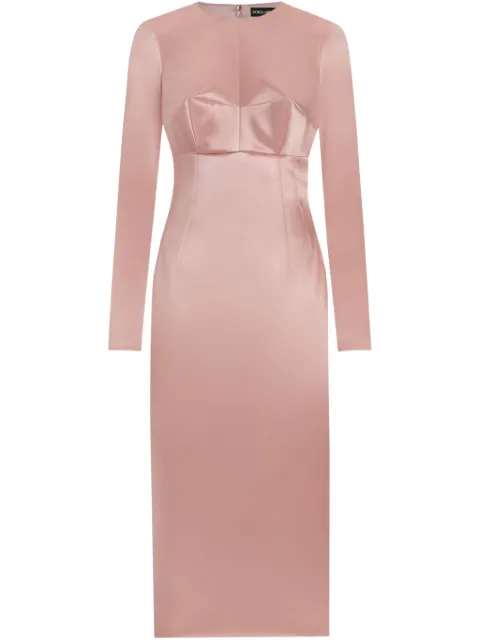 Dolce & Gabbana round-neck satin midi dress Pink F6TRHTFURAD