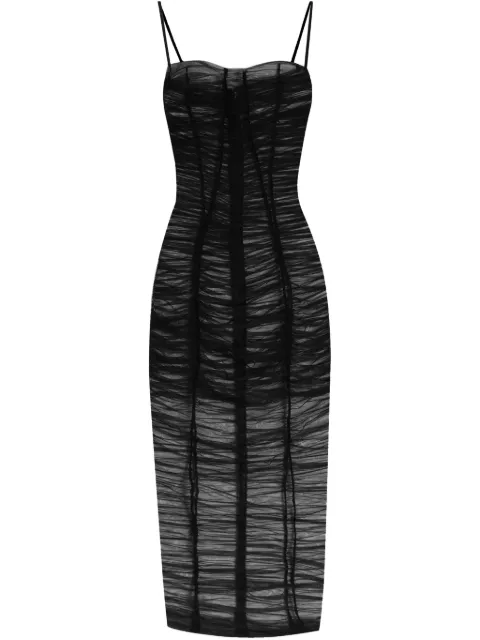 Dolce & Gabbana x Kim draped tulle midi dress Black F6TNKTFUUBN