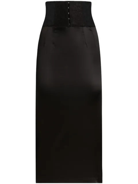 Dolce & Gabbana lace-appliqué midi skirt Black F4CI1TFURAD