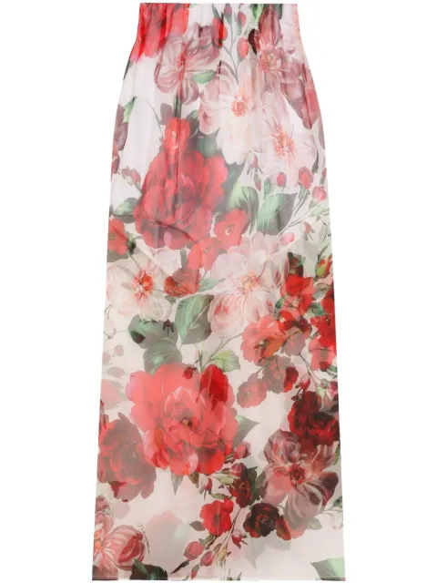 Dolce & Gabbana floral-print midi skirt White F4BBOTIS1Y6