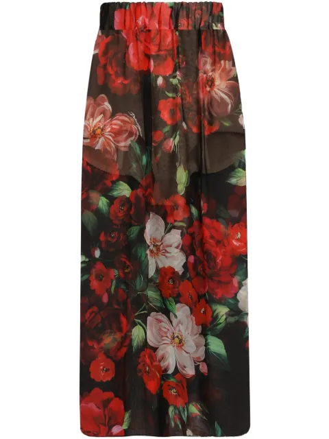 Dolce & Gabbana floral-print midi skirt Black F4BBOTIS1Y6