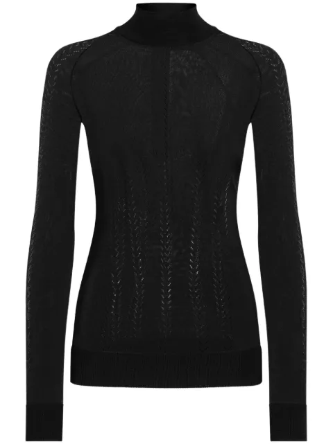 Dolce & Gabbana silk mock-turtleneck sweater with stitch work Black FXW44TJBSLL