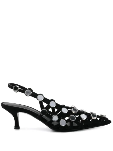 The Attico 50mm Grid slingback pumps Black 250WSH00844LBT007SA