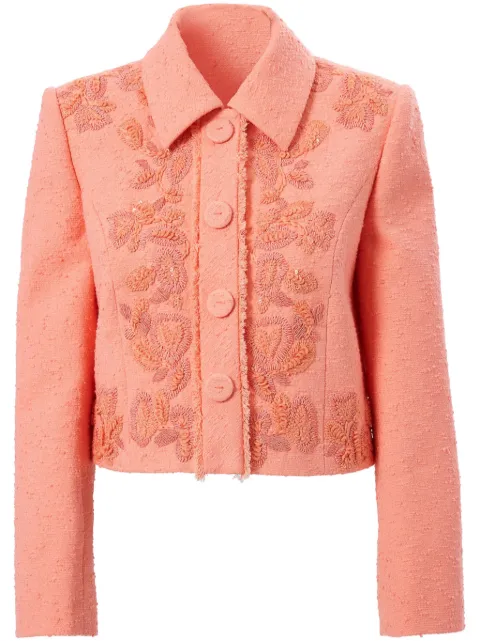 Carolina Herrera embroidered cropped jacket Pink R2511E101SYT