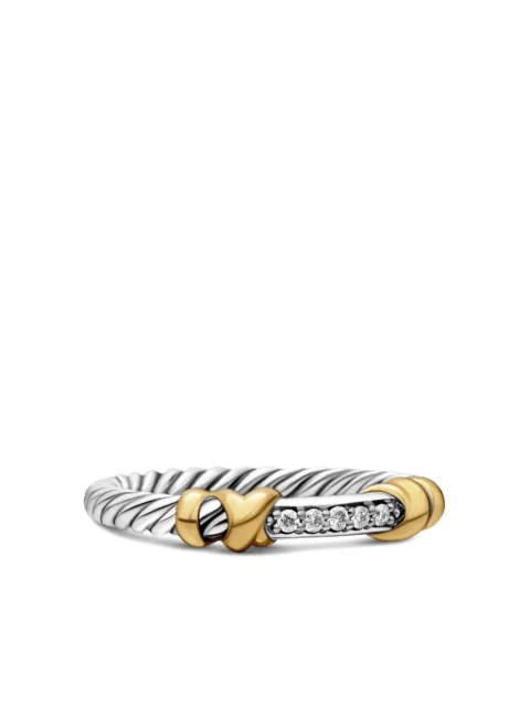 David Yurman 18kt yellow gold and sterling silver Petite Helena Wrap diamond ring (4mm) Silver R16393DS8ADI