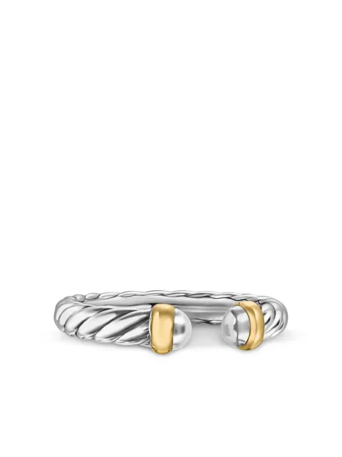 David Yurman 14kt yellow gold and sterling silver Petite Cable ring Silver R18268S4