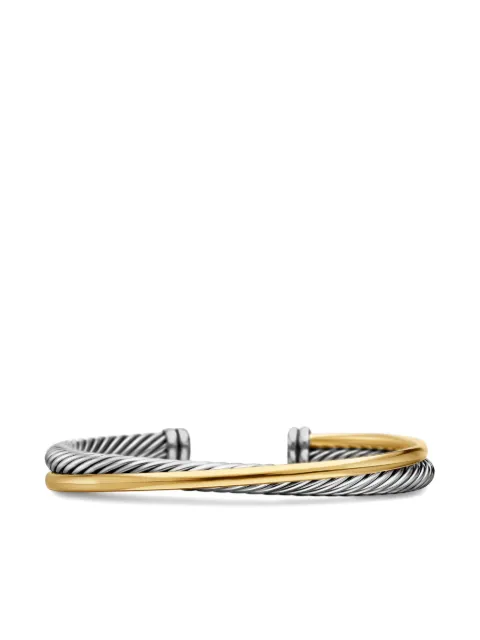 David Yurman 18kt yellow gold and sterling silver Crossover Two Row cuff bracelet (5mm) Silver B06772S8