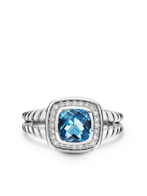 David Yurman sterling silver Petite Albion topaz and diamond ring (7mm) Silver R07443DSSABTDI