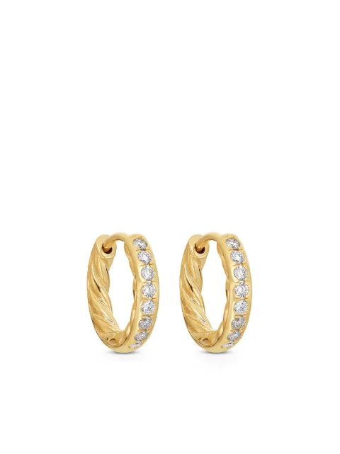 David Yurman 18K yellow gold pavé huggie diamond hoop earrings (13mm) E17357D88ADI