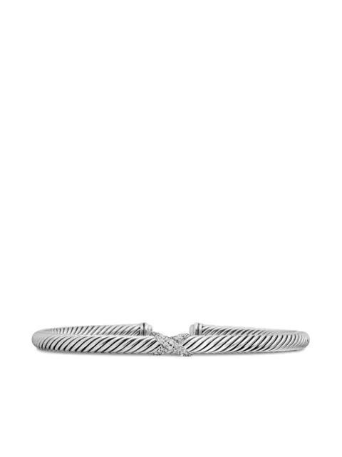 David Yurman sterling silver X Classic Cable Station diamond bracelet (4mm) Silver B11294DSSADI