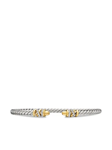 David Yurman 18kt gold and sterling silver Petite Helena Classic Cable diamond bracelet (3mm) Silver B16568DS8DGGDI