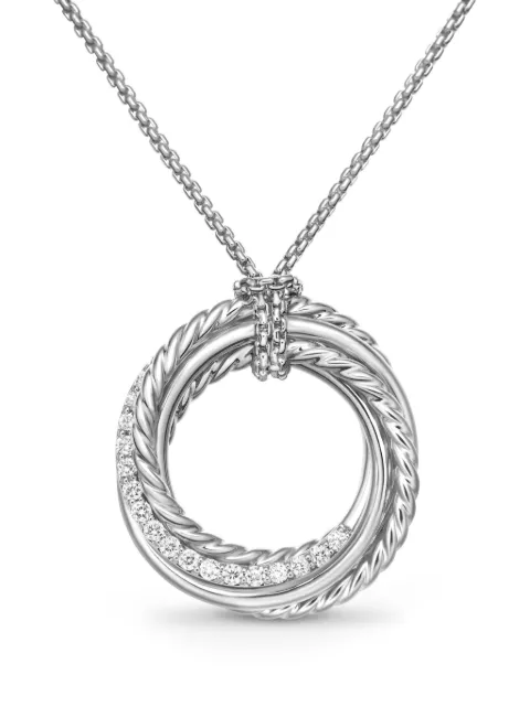 David Yurman sterling silver Crossover diamond pendant necklace (21mm) Silver N14520DSSADI18