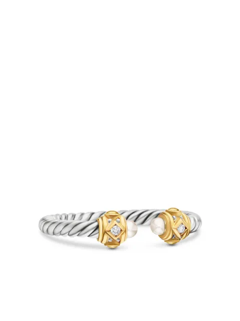 David Yurman 18kt yellow gold and sterling silver Renaissance pearl and diamond ring Silver R14434DS4DKWDI