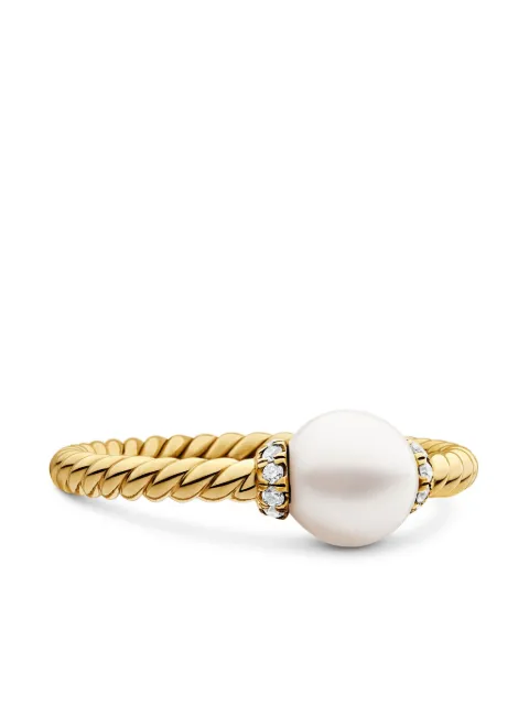 David Yurman 18kt yellow gold Petite Solari Station pearl and diamond ring (2.3mm) Gold R13647D88DKWDI