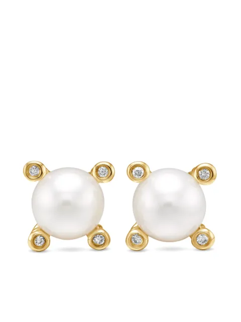 David Yurman 18K yellow gold pearl and diamond stud earrings (7.4mm) Gold E09009D88DPEDI
