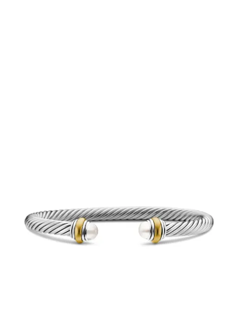 David Yurman 14kt yellow gold and sterling silver Classic Cable pearl bracelet (5mm) Silver B12381S4BPE