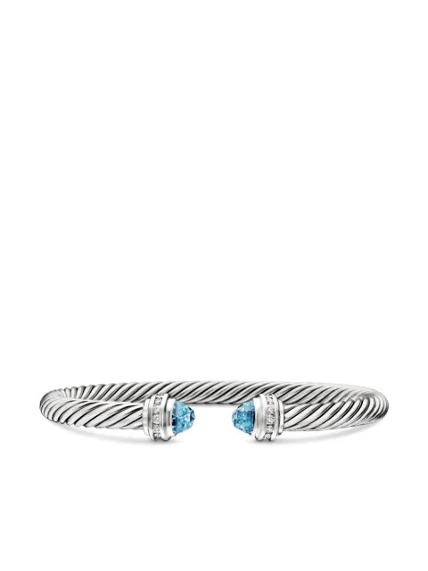 David Yurman sterling silver Classic Cable diamond and topaz bracelet (5mm) B04182SSABTDI