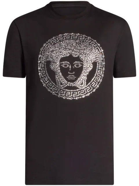 Versace Medusa-rhinestone T-shirt Black 10139441A13420