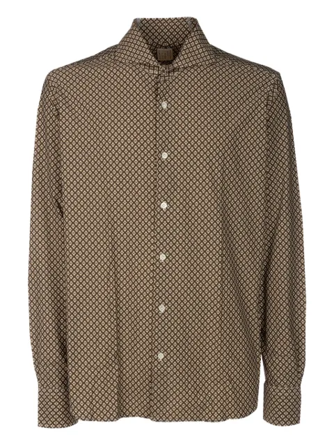 4FF geometric-pattern shirt Brown MILANOFRA116