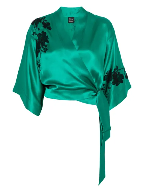 Carine Gilson lace-detailed shirt Green SA8839GSC25JDEBLK