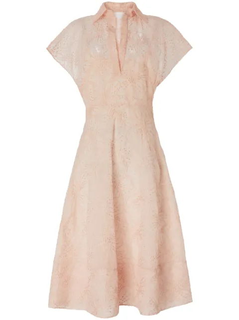 Genny floral-embroidery midi dress Pink 78AAO42ENR006