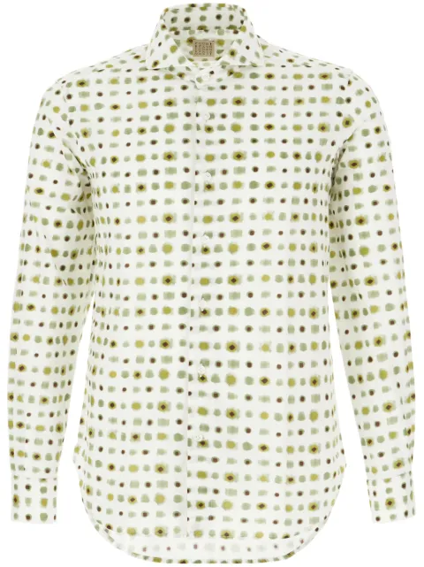 4FF abstract-print cotton shirt White W3STMILAAPS098