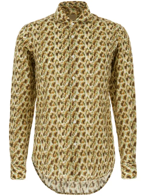 4FF abstract-print cotton shirt Neutrals W3STMILAAPS111