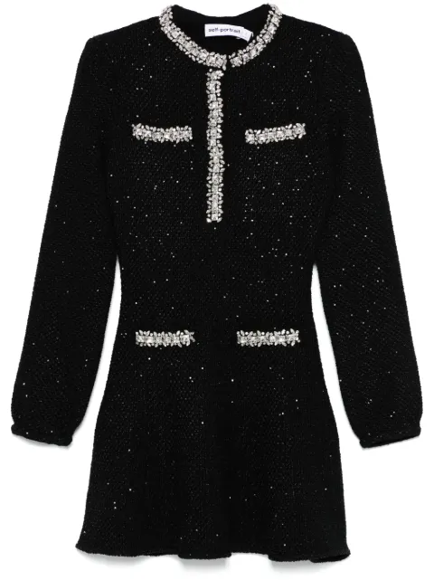 Self-Portrait sequin knit mini dress Black RS25035SB