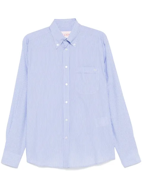 Valentino Garavani cotton poplin shirt with VLogo embroidery Blue VABQ35AN6