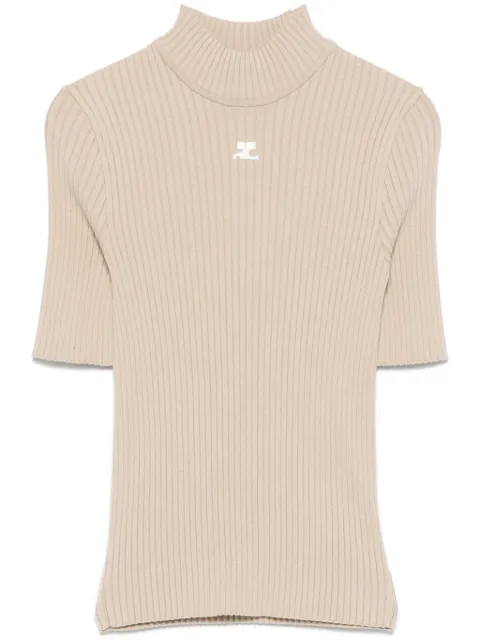 Courrèges Reedition ribbed T-shirt Neutrals PERMPU026FI0001