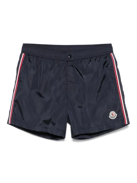 Moncler logo-patch striped-trim swim shorts Blue L10912C0001453326
