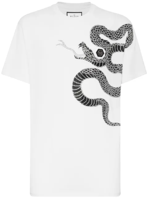 Philipp Plein snake-embellished T-shirt White LADCMTK8562PJY002N
