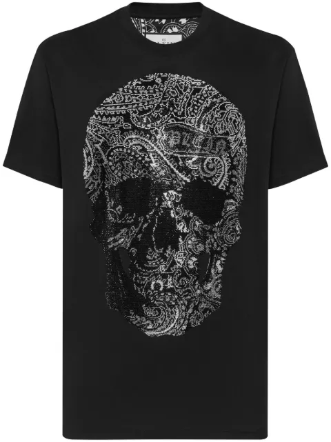 Philipp Plein Paisley Skull-print round-neck T-shirt Black LADCMTK8567PJY002N