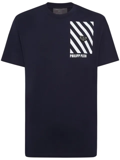Philipp Plein stripe-print T-shirt Blue LADCMTK8566PJY002N
