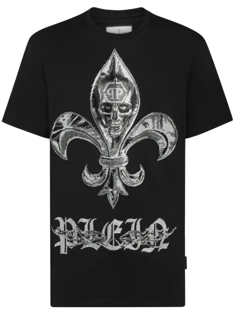 Philipp Plein Chrome-print round-neck T-shirt Black LADCMTK8563PJY002N