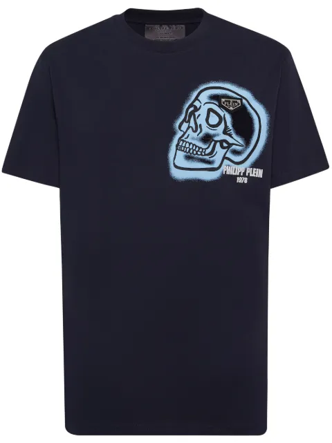 Philipp Plein Skull-print round-neck T-shirt Blue LADCMTK8550PJY002N