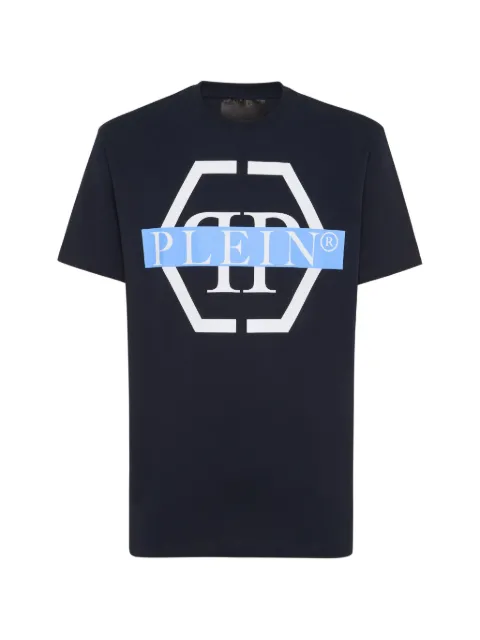 Philipp Plein PP tape-print round-neck t-shirt Blue LADCMTK8547PJY002N